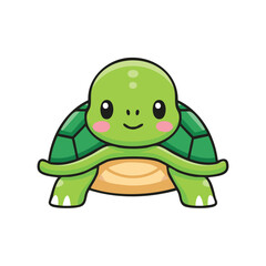 Fototapeta premium Minimal Flat Vector of a Cute Turtle with Bold Black Outline, Happy Expression, No Gradients