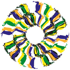 Cracked swirl shape. Broken circle figure. Abstract radial icon. Vector colorful symbol.