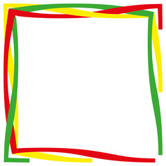 Wavy colorful frame. Abstract border element. Red yellow green outline. Vector irregular shape.