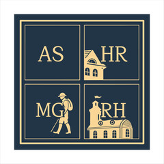 Vintage Monogram Letter Logos with Elegant Frames and Silhouettes.


