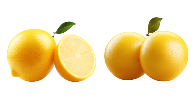 set of lemons isolated on white