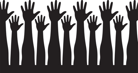 hand, hands, Rising hands silhouette, set of rising hand 