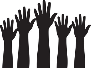 hand, hands, Rising hands silhouette, set of rising hand 