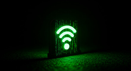 Glowing Wi-Fi Symbol: Connectivity and Wireless Communication