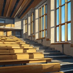 Sunny lecture hall interior