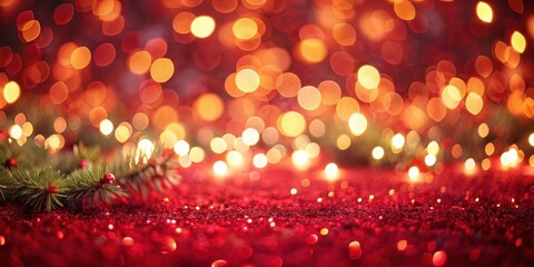 Red blurred Xmas background with soft focus and warm ambient light creating a cozy atmosphere