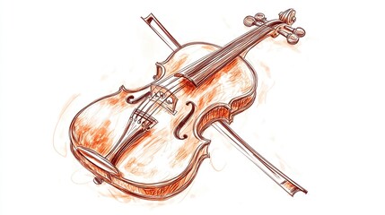Obraz premium Detailed, artistic, sketch of a violin, in warm earth tones