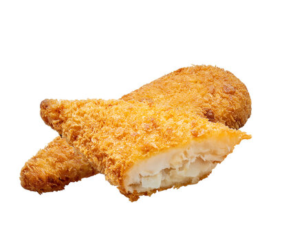crispy fried fish fillet isolated on transparent background