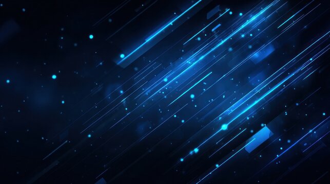 Abstract glowing geometric blue lines on dark tech background