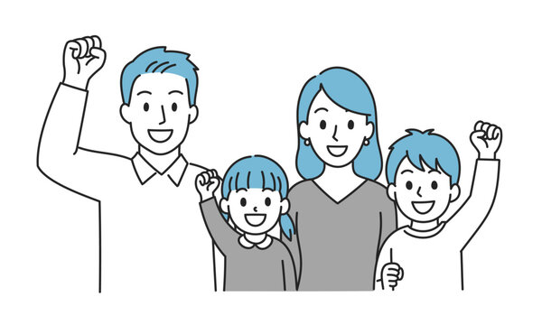 応援する家族のイラスト（ガッツポーズ）	