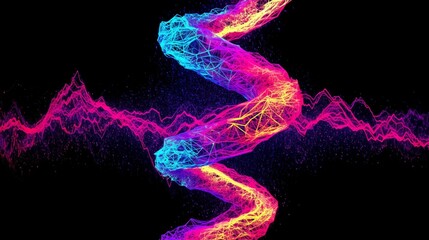 Colorful Twisting DNA Molecule in Neon Light