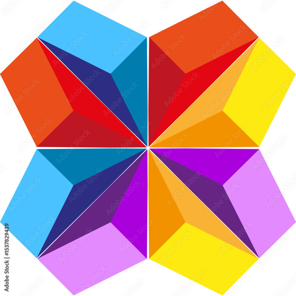 Aufkleber star cube icon. colorful 3d shape. abstract block figure. vector geometric form.