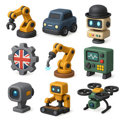 Advanced Technology and Industry 4.0 3D Icon Set

