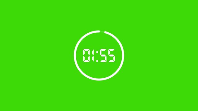 DS Digital font style 2 minutes countdown, 2 minute timer countdown animation, suitable for concepts animation on 2 minutes countdown on black background. Circle 120 seconds countdown timer animation