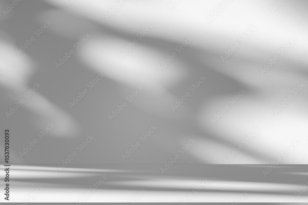 Poster Wall interior background, studio and backdrops show products.with shadow from window color white and grey. background for text insertion and presentation product	
