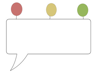 カラフルな風船で浮いてるふきだしのイラスト