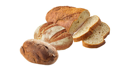 assortment of bread isolated on transparent background