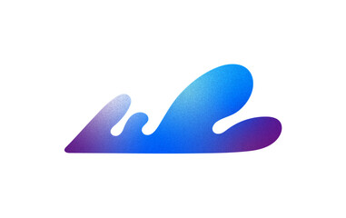 Brutalist Freeform Shape. Blue and Purple Grainy Gradient Quirky shape.