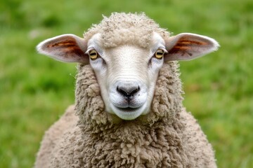 Naklejka premium New Zealand Sheep Grazing in Lush Green Meadow on Farming Land