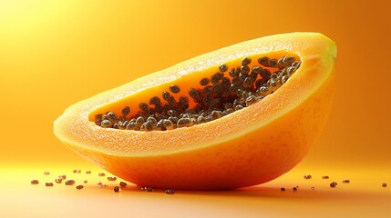 Fresh papaya slice, vibrant and ripe