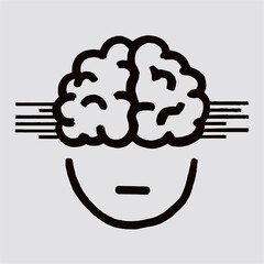 Abstract Mind Concept. Stylized face with a visible thinking brain.