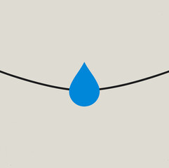 Minimalist Water Drop on a Line. Concept of balance and purity.