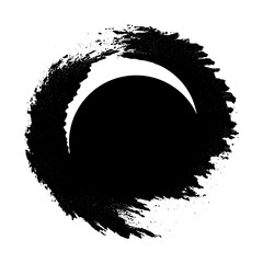 Abstract Brush Stroke Eclipse. Grunge zen circle with crescent moon.