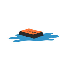 Sinking Enter Key. Surreal concept of digital interaction or mistakes.