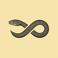 Dotted Snake Infinity Symbol. Minimalist modern animal logo concept.