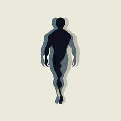 Man's Aura and Shadow Self. Abstract concept of psychology and soul.