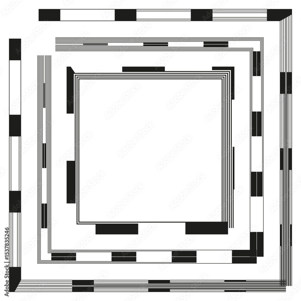 Poster geometric square frame. abstract vector border. maze pattern element. concentric line design.