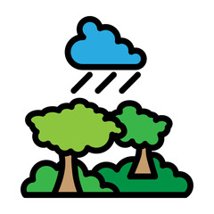 Rainy Forest Vector Filled Icon Design