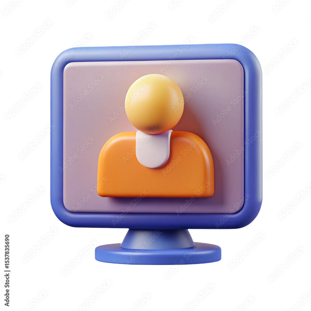 Fototapete Colorful 3D profile icon on a screen a vibrant user interface element for websites and apps, transparent background