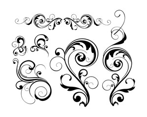 Abstract decorative elements on black colour