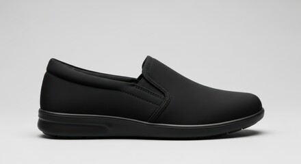 Sleek Modern Slip-On Shoes in Classic Black Design for Versatile Everyday Wear, mockup for creative idea 