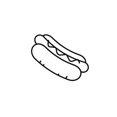 Hot dog icon set on transparent background. Symbol of hotdog