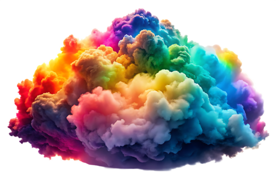 Vibrant Rainbow Colored Cloud Formation Abstract Smoke Puff A I G E N E R A T E D - P N G isolated on a transparent background