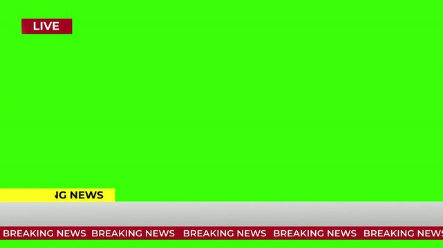 Breaking News - Lower third live Breaking news background green screen and seamless looping ticker with blank text boxes.