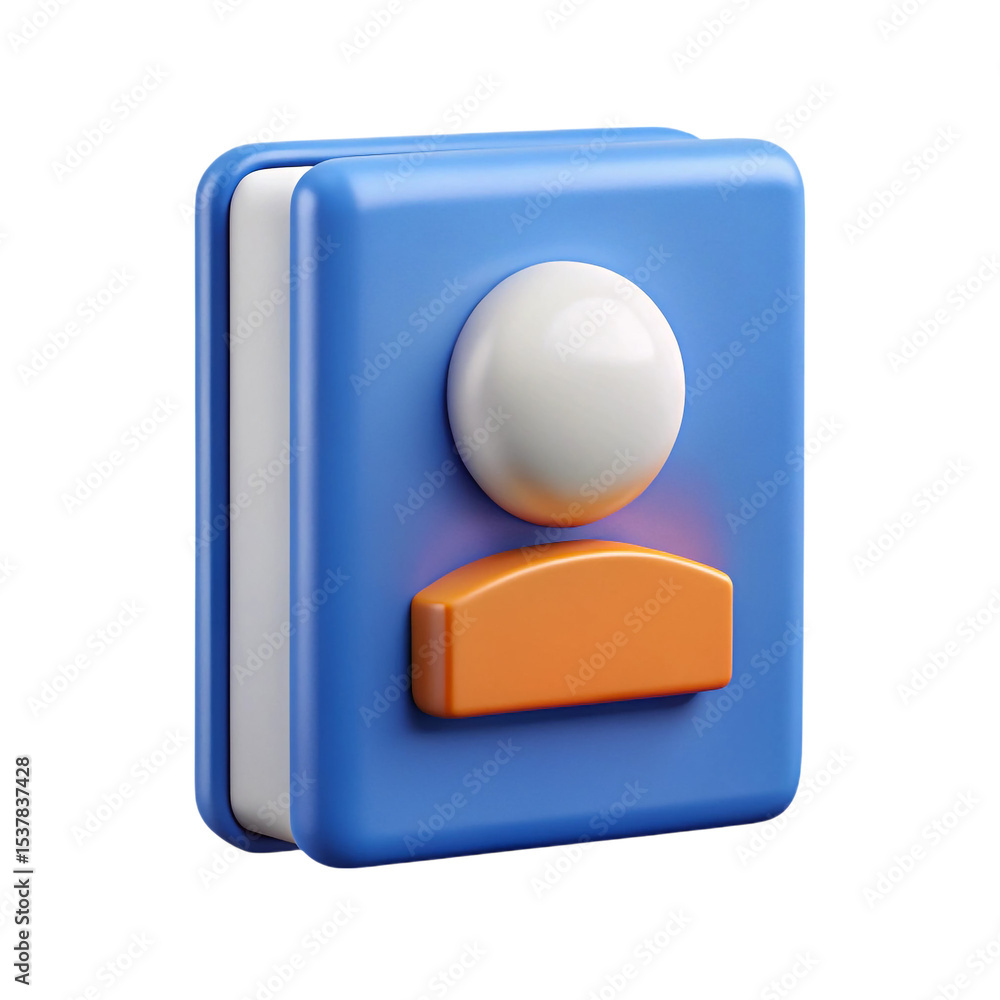 Poster blue and orange 3d user profile icon design element for app development, transparent background