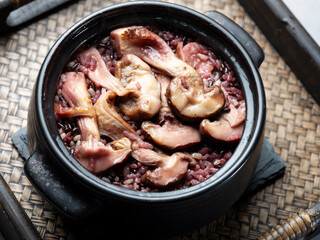 Mushroom cauldron rice, Korean food