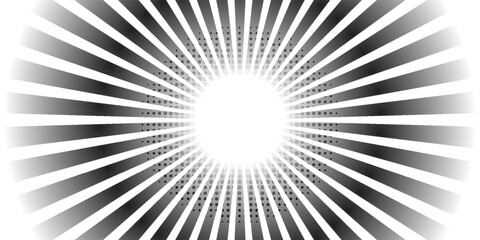 Fototapeta premium Abstract Radial Burst Monochrome Graphic Design. Retro grayscale sun rays background with dirty burnt effect. modern
