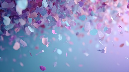 Airborne Confetti in Lively Celebration, Festive Ambiance with Subtle Abstract Backdrop, Gradient Illumination
