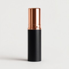 Matte black cosmetic stick with rose gold accents