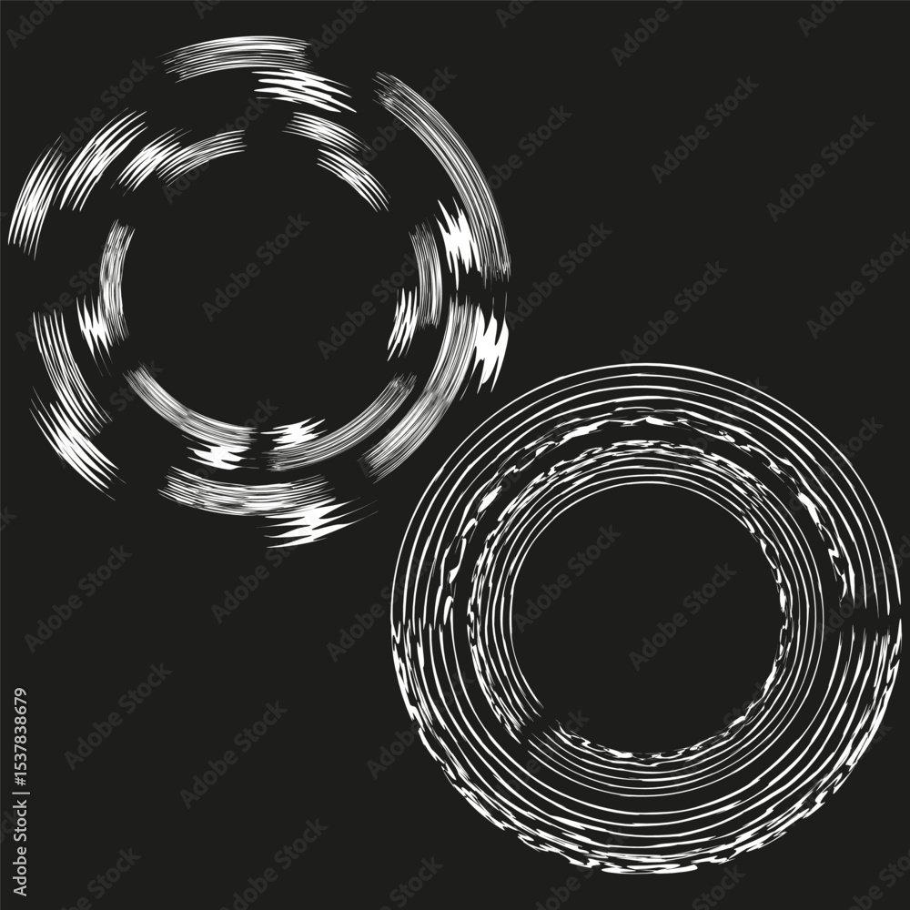 Aufkleber double ring rotation. abstract twisted circle. contrasting shape vector. motion illusion graphic.
