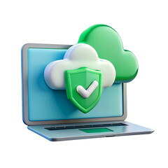 Fototapeta premium Secure Cloud Computing Laptop Technology Data Protection Safe, transparent background