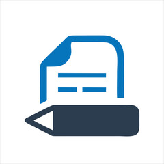 writing pen simple clean vector icon, concept of blogging, writing article, signing contract and documents, creative writing