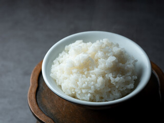 Steamed rice in a bowl