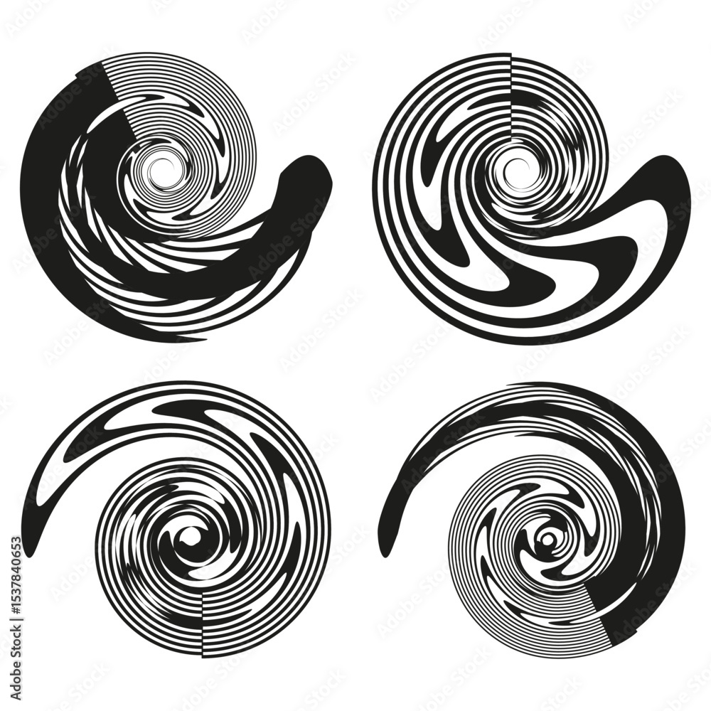 Aufkleber double spiral icon. abstract twist shape. vector motion symbol. monochrome swirl element.