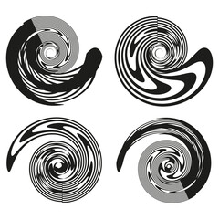 Double spiral icon. Abstract twist shape. Vector motion symbol. Monochrome swirl element.