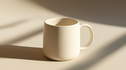 white mug mockup on solid black background, strong directional lighting creating sharp shadows, high contrast and modern look, bold product presentation.